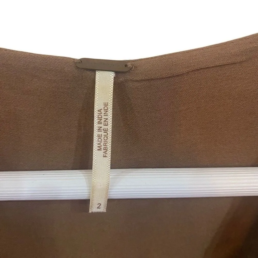 Free People  100% Linen Shell Button Vest – Festivalcore Tan – Size 2 - Image 6