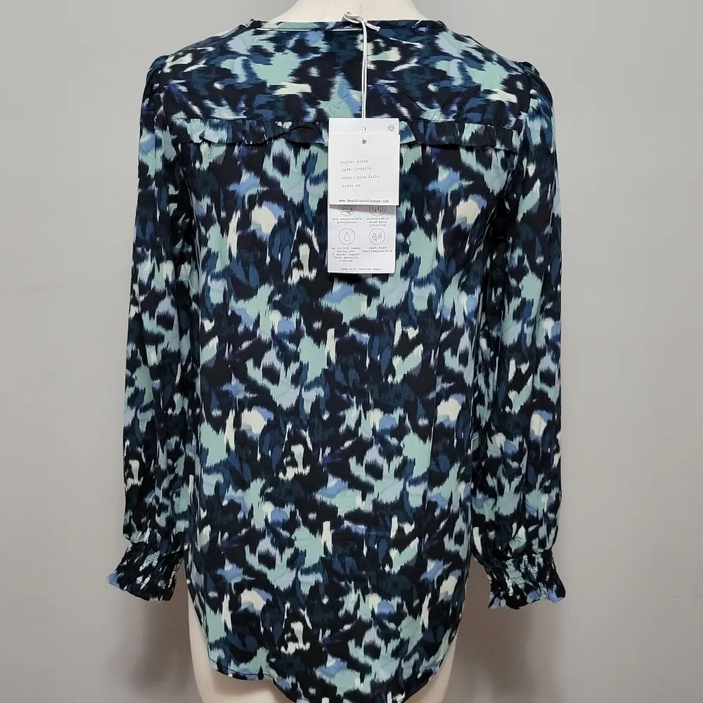 BeachLunchLounge Piper Printed Ecovero Top for Women in Blue Falls Size XS - Image 7
