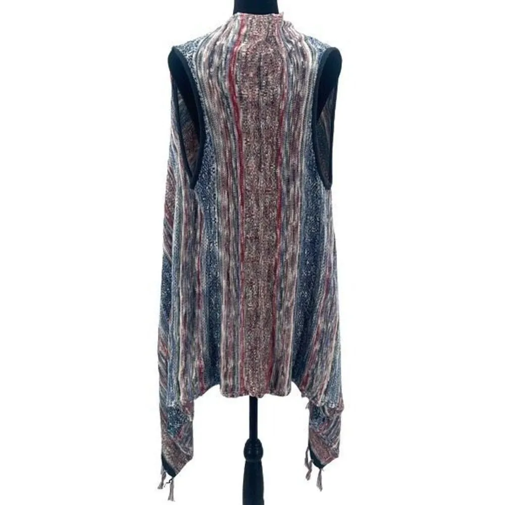 Style & Co. Womens Open Front Fringe Asymmetrical Poncho Multicolor Size Medium‎ - Image 4