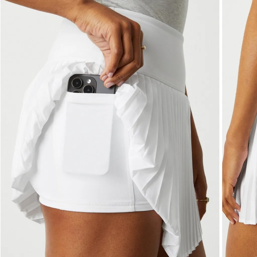 Fabletics Hot Shot White Pleated Mini Skirt - Image 3