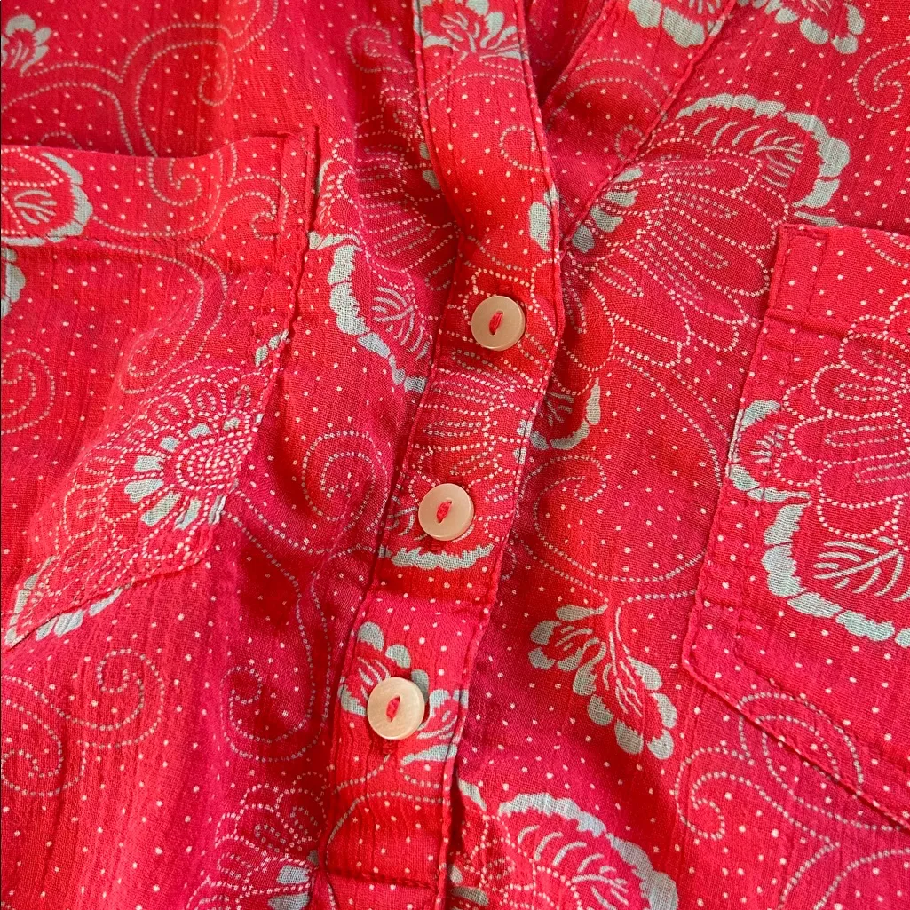 Carve designs Dylan pink coral floral organic cotton pop over blouse top M - Image 12