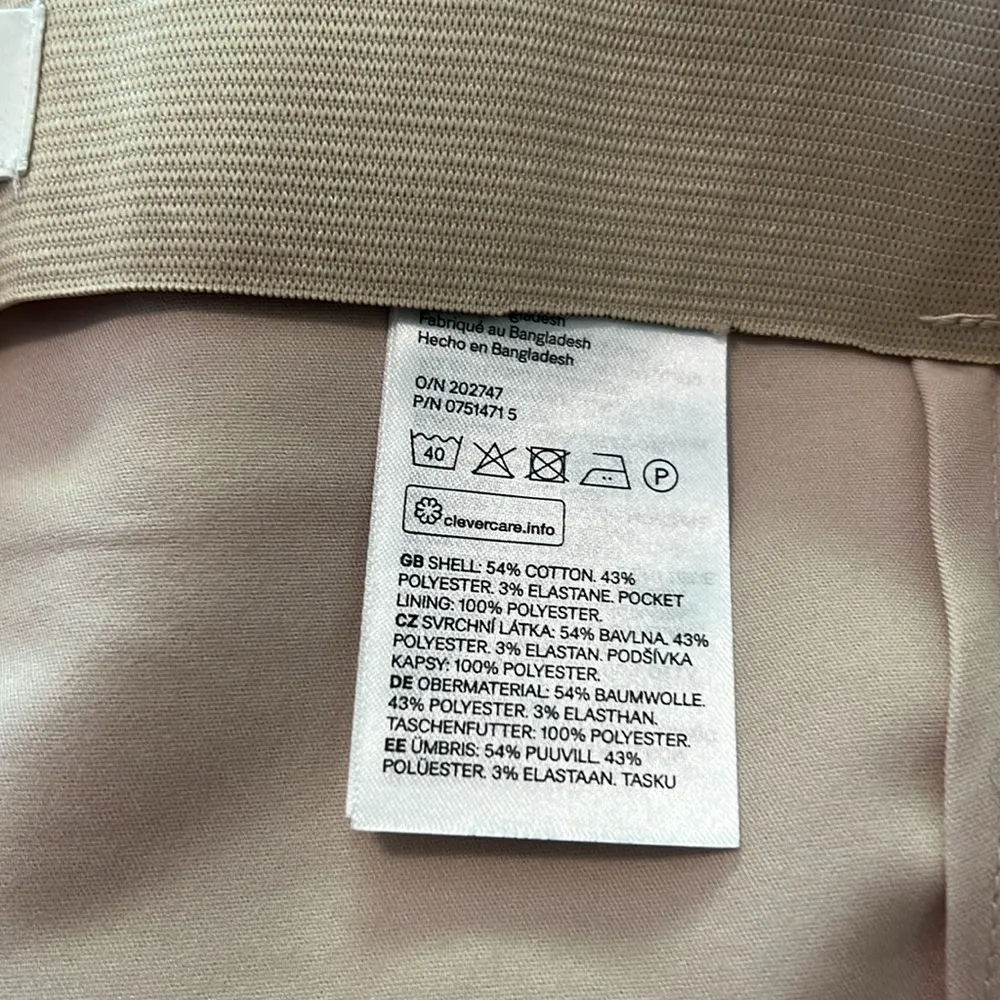 cream tan elastic waist slack straight leg trouser pants | 12 - Image 5