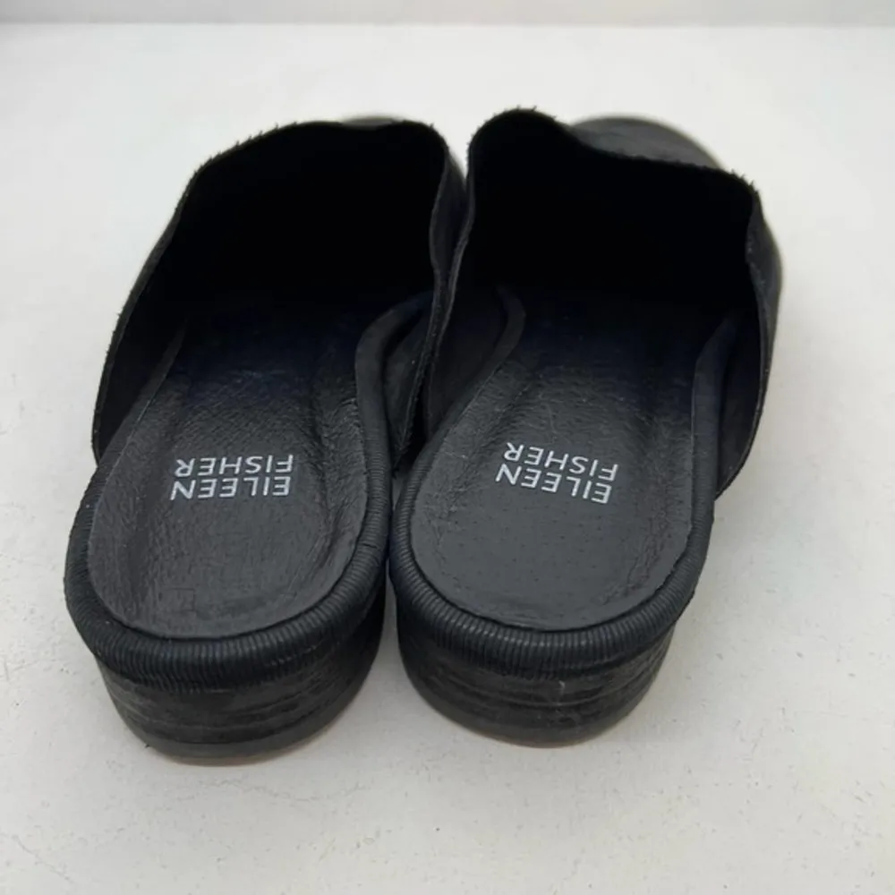 Eileen Fisher black Scan Nappa Leather Mule slip on minimalist neutral size 7 - Image 6