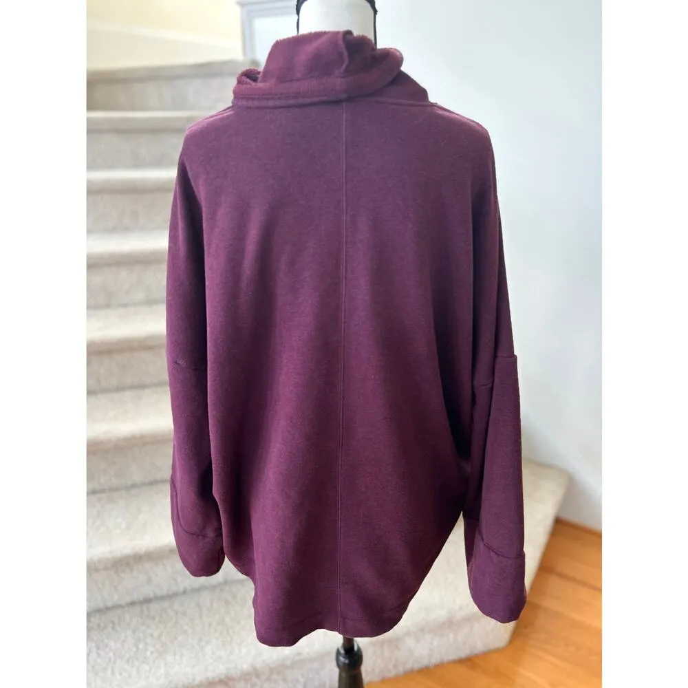Athleta Cozy Karma Burgundy Fleece Lined Cowl Neck Pullover Sweatshirt - Image 3
