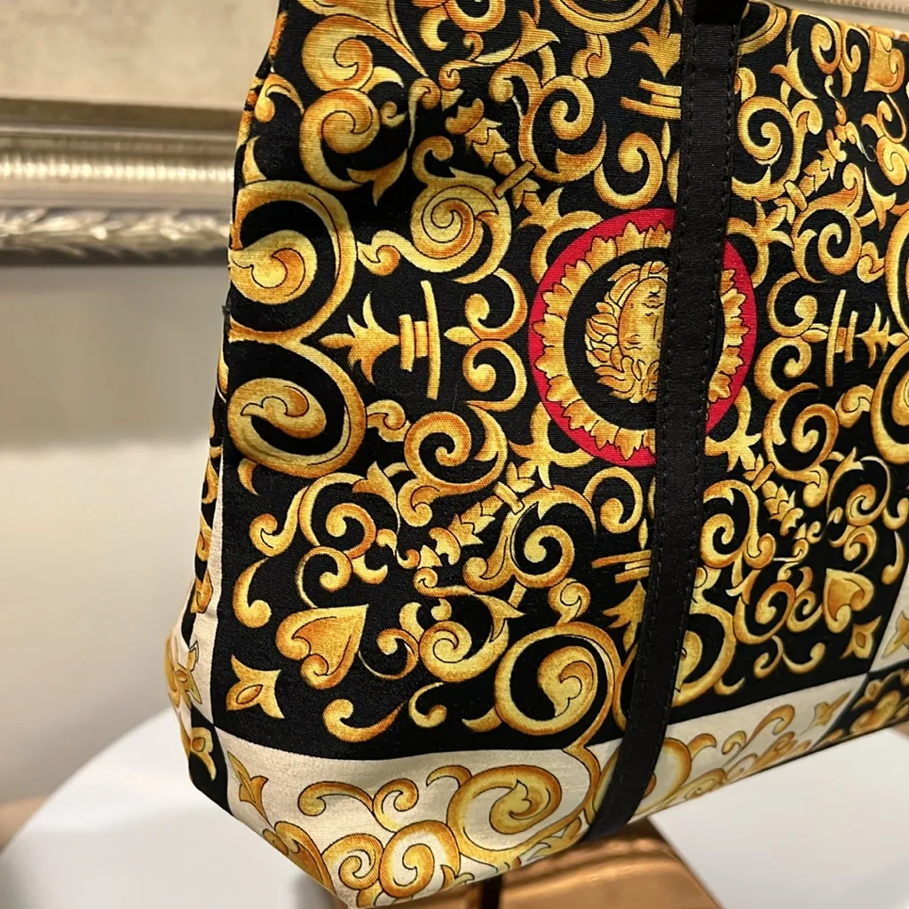 Versace Baroque Fabric Tote Bag EUC - Image 9