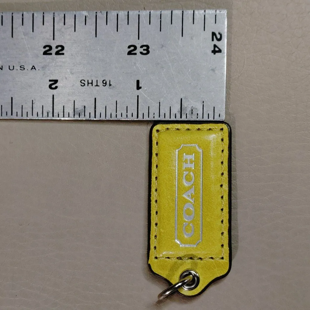 Coach Handbag Yellow Silver Leather Hang Tag Only Coach Keychain Bag Charm - Image 4