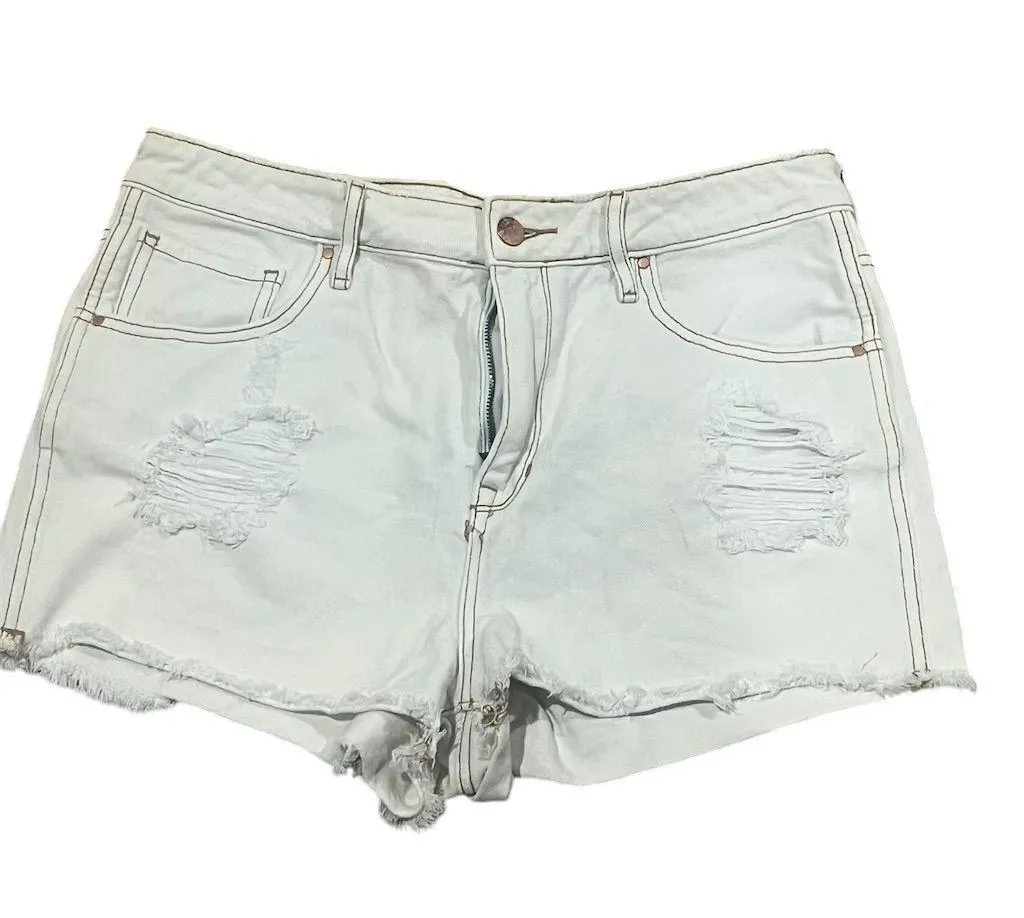 Bullhead Denim Co Women's High-Rise Cutoff Shorts Ivory Standard Size 30 - Image 11