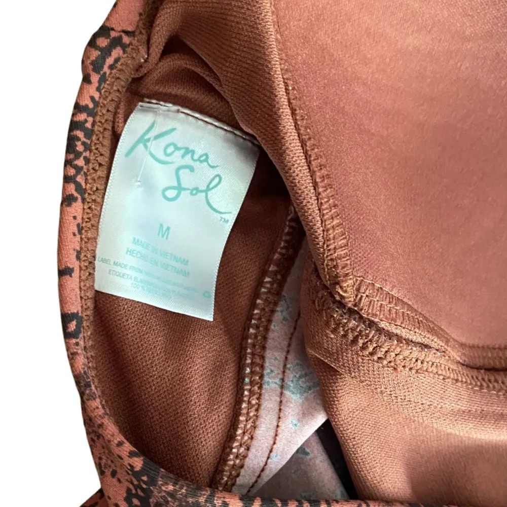 Kona Sol Women's Brown Snake Print Halter Style Tankini Swimwear Top Size M - Image 7