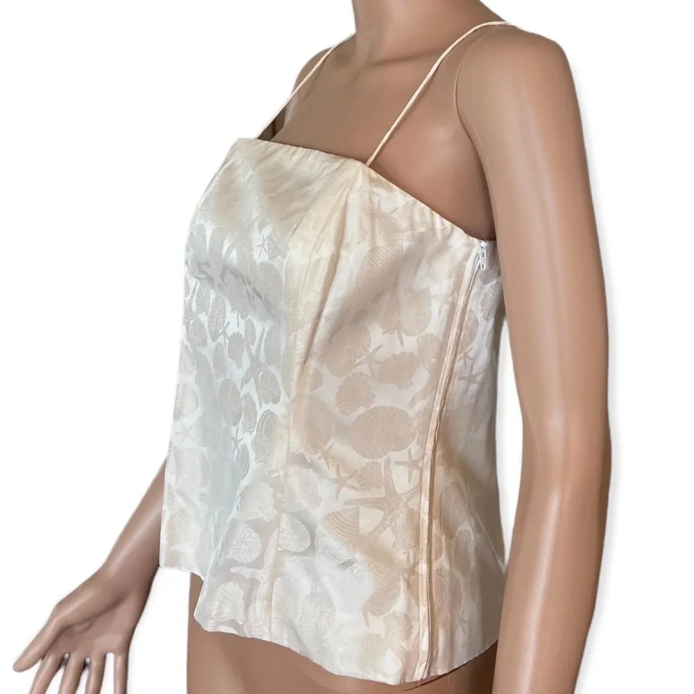 VINEYARD VINES Silk Tuckernuck Top Sea Shore Ivory Size 8 NEW - Image 2