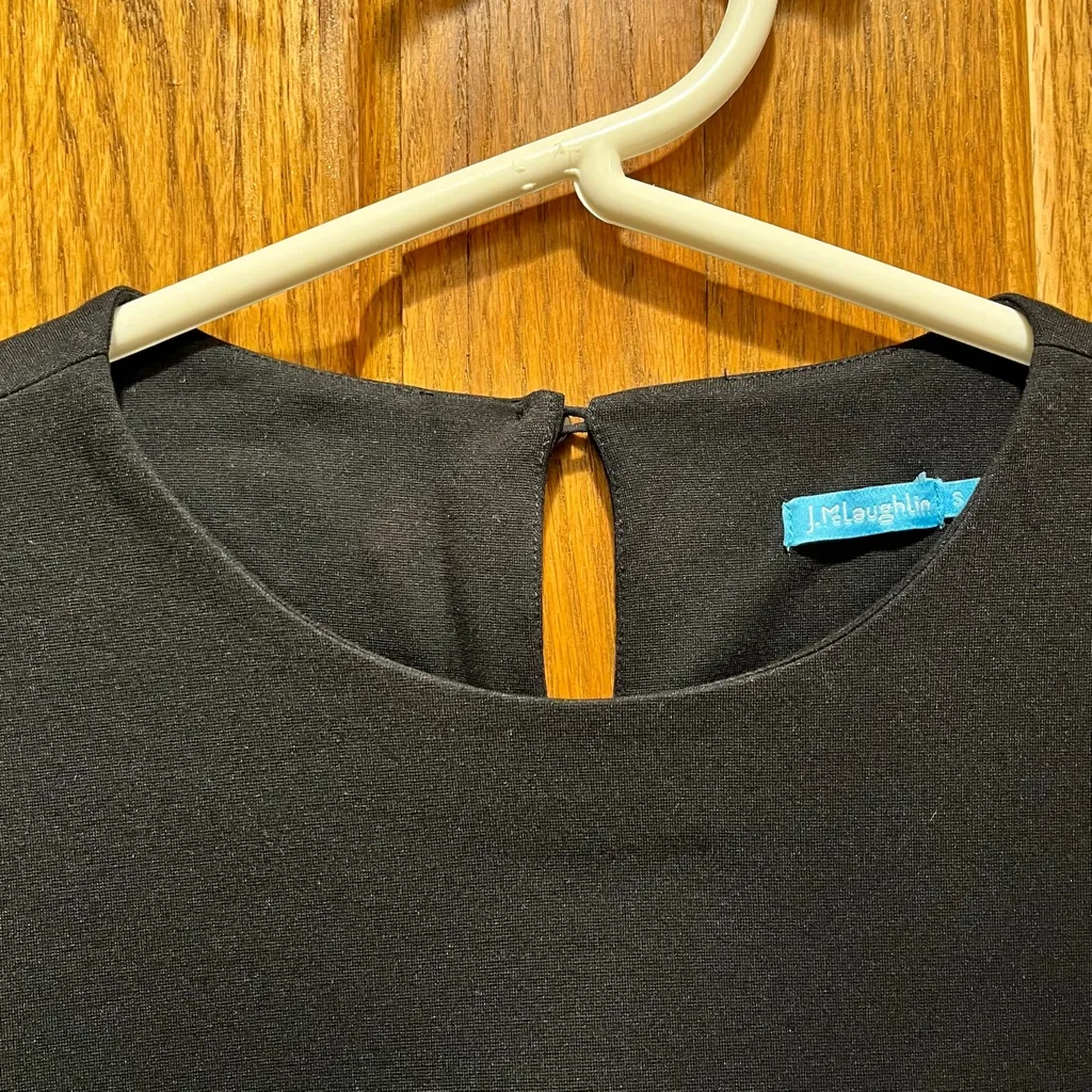 J. McLaughlin Keaton Classic Ponte Knit Black Long Sleeve Blouse - Size Small - Image 3