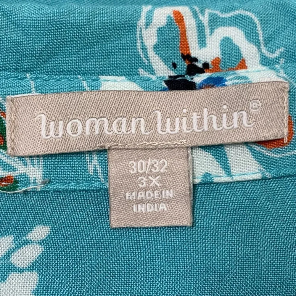 Woman Within Blue Floral Button Down Shirt - Image 9