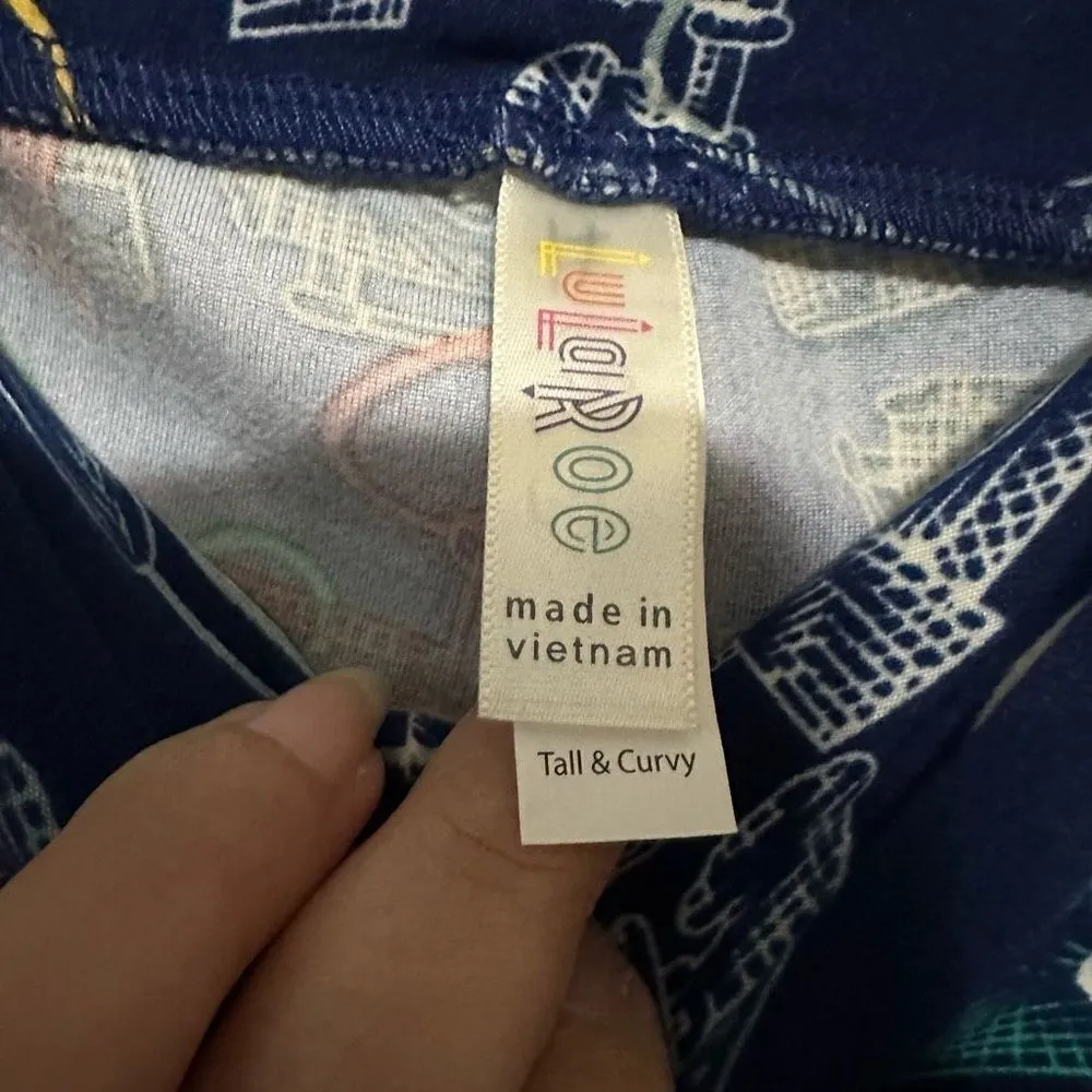 LULAROE Navy multicolored leggings - Image 4