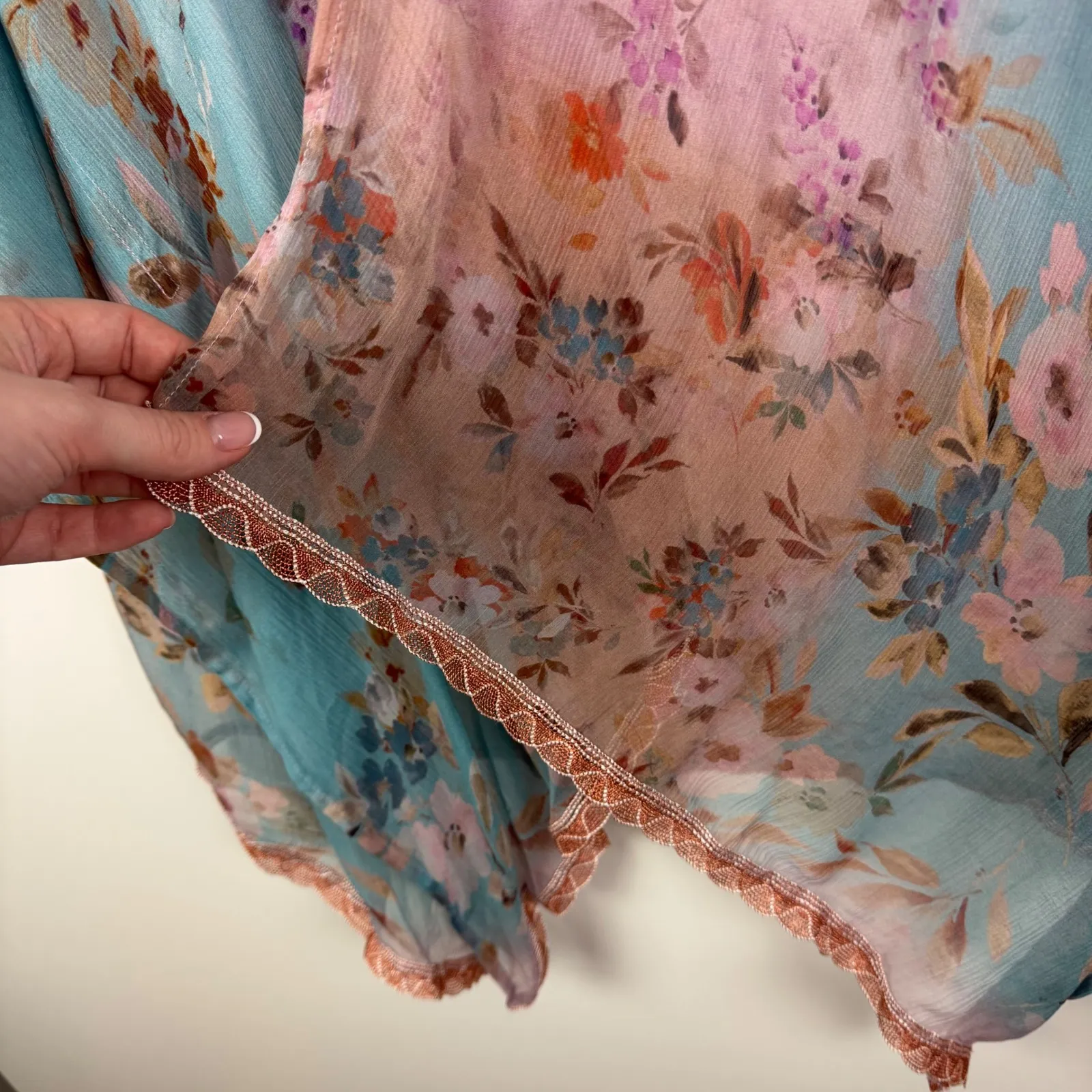 Soft Surroundings Sheer Floral Kimono Cardigan Size S/M Lightweight Fairy Artsy‎ - Image 5