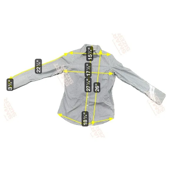 Banana‎ Republic Women 4 Classic Blue Stripe Button Down Shirt Preppy Secretary - Image 5