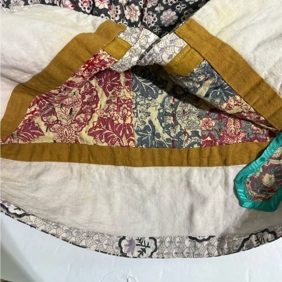 AnaMika Khanna Boho Patchwork Floral Tunic Dress Belted Long Sleeve India Red Size M - Image 10