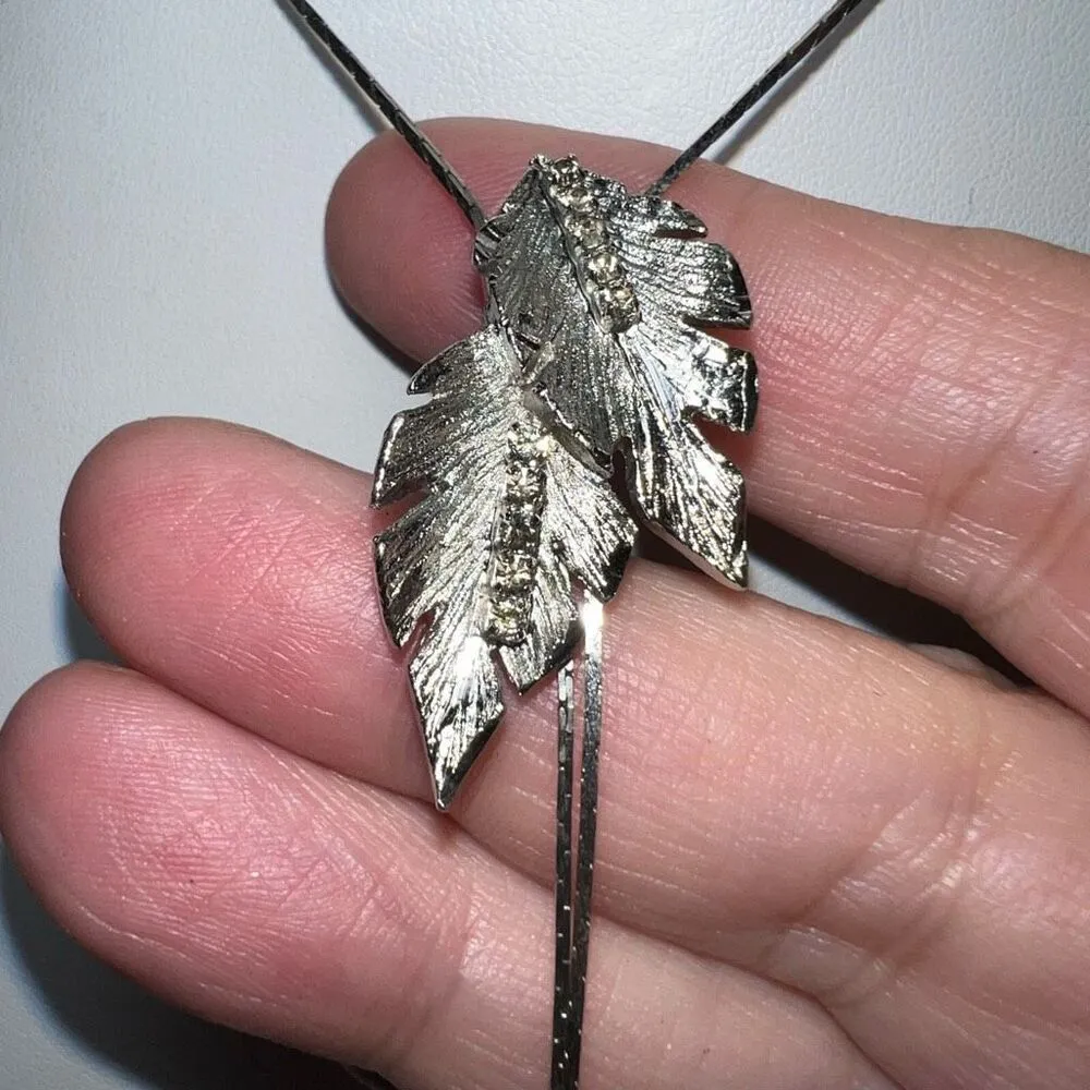 Vintage MCM Silver Tone and Rhinestone Bolero‎ Necklace - Image 4