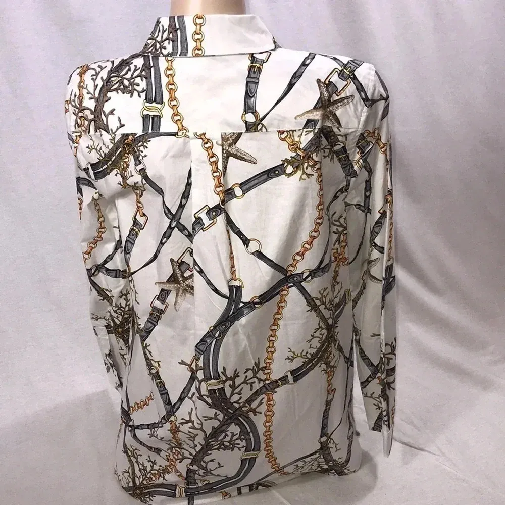 Susan Graver Size 6 Chain Design Button Down Shirt. New Without Tags - Image 5