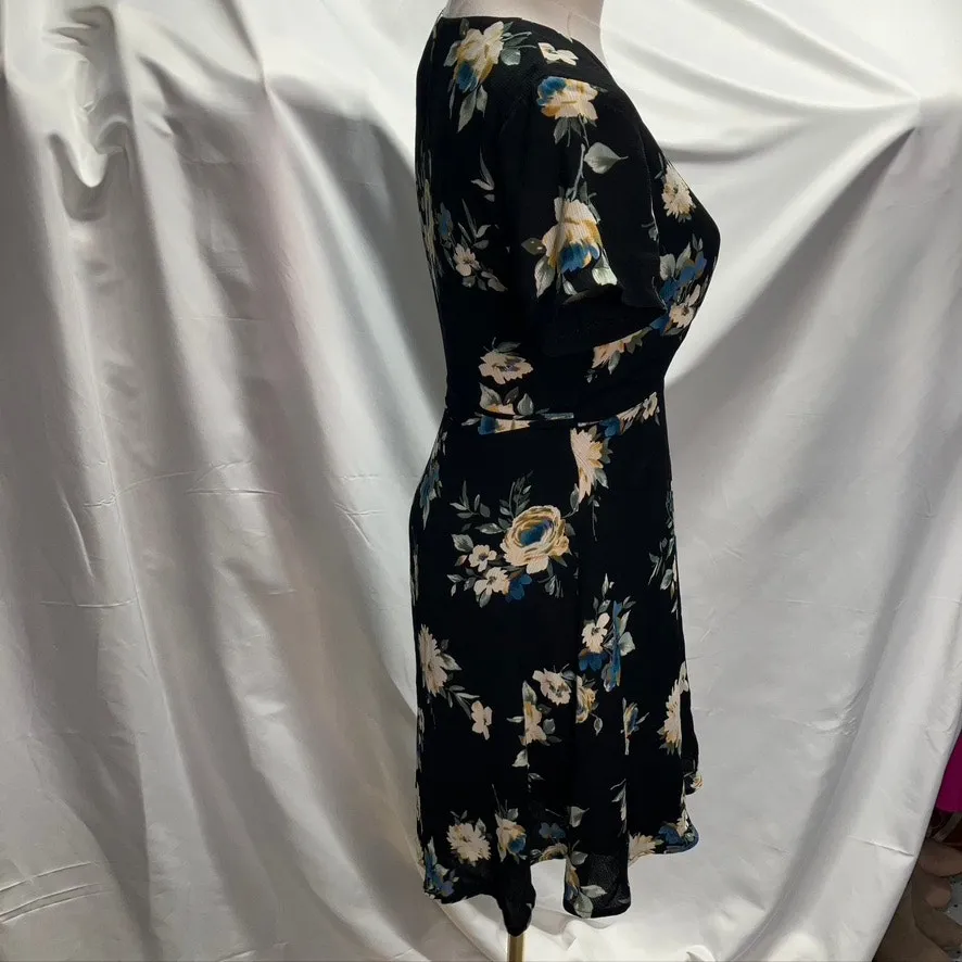 Lush‎ Floral Wrap Dress Womens XS New Black Blue Boho Feminine Wedding - Image 7