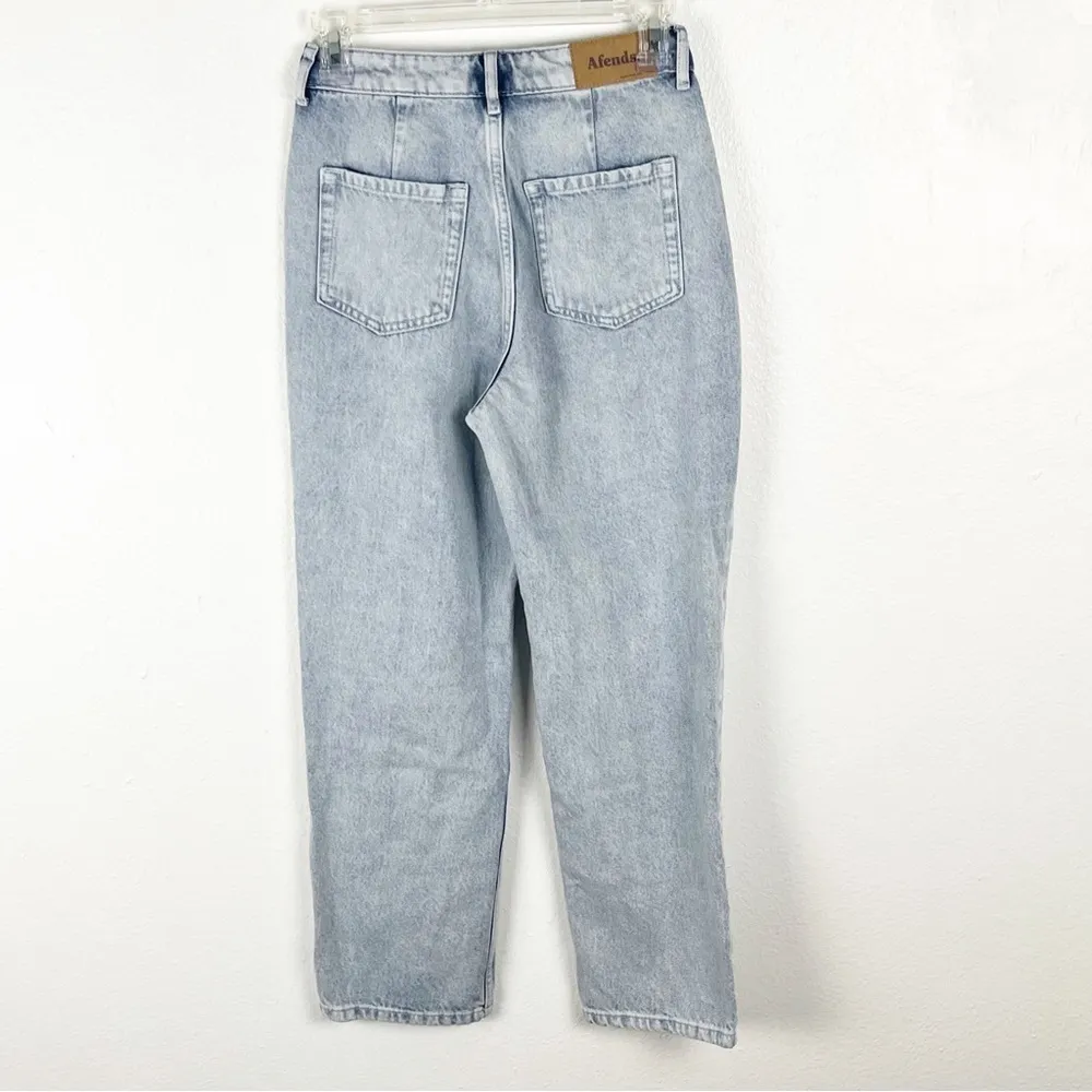 AFENDS Light Wash Organic Cotton Hemp Blend High Rise Ankle Crop Jeans, Size 24 Blue - Image 2