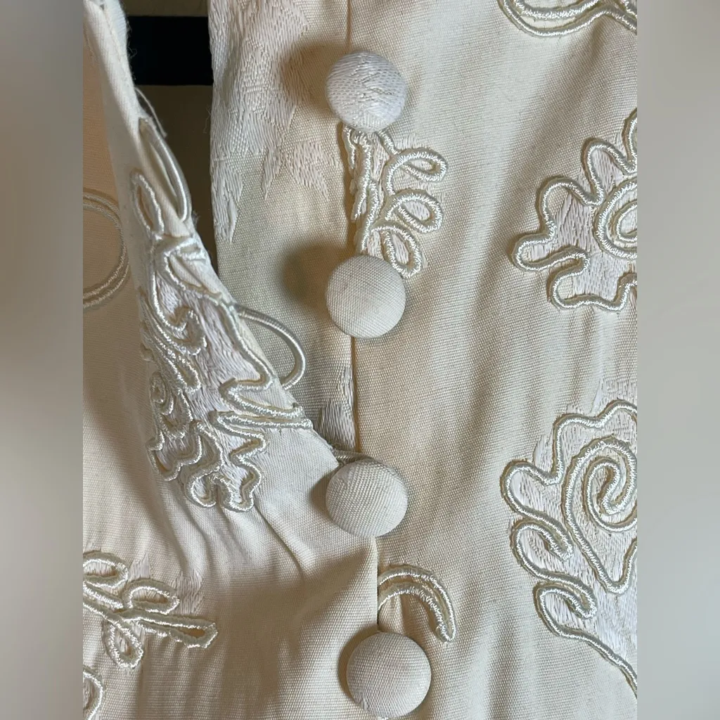Marie St Claire 90s Ivory Embroidered Cottagecore Vest Size 12 - Image 7