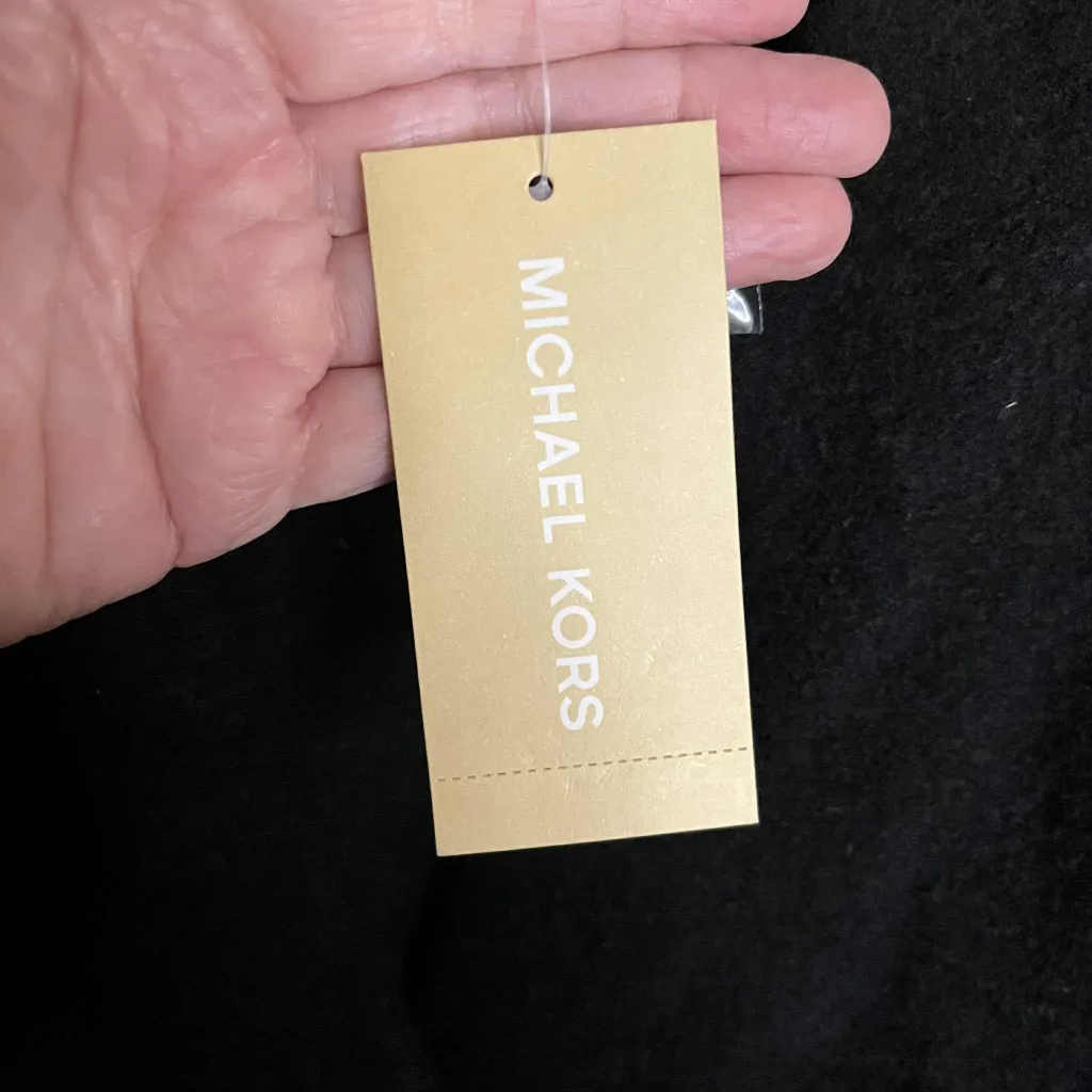 Micheal Micheal Kors 100% Wool Medium Buckle Front Poncho Coat Black - Image 8