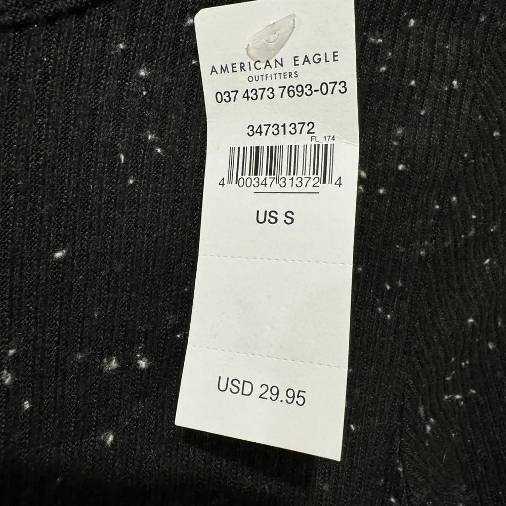 New American Eagle Black White Speckle Long Sleeve Ribbed Crop Top Women's Sz S - Image 6