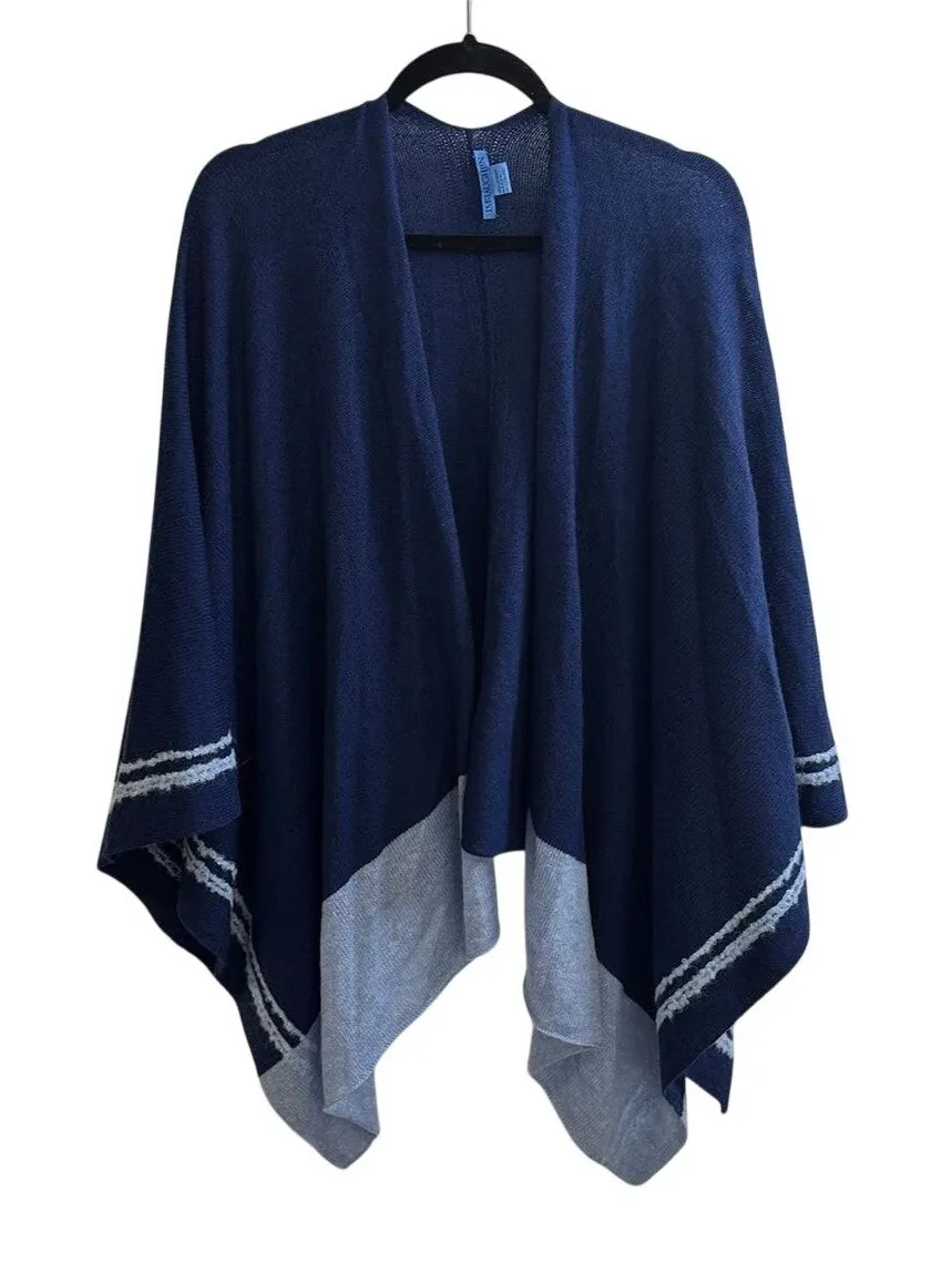 J. McLaughlin Poncho Womens One Size Navy Blue Noelle Asymmetrical Cashmere - Image 1