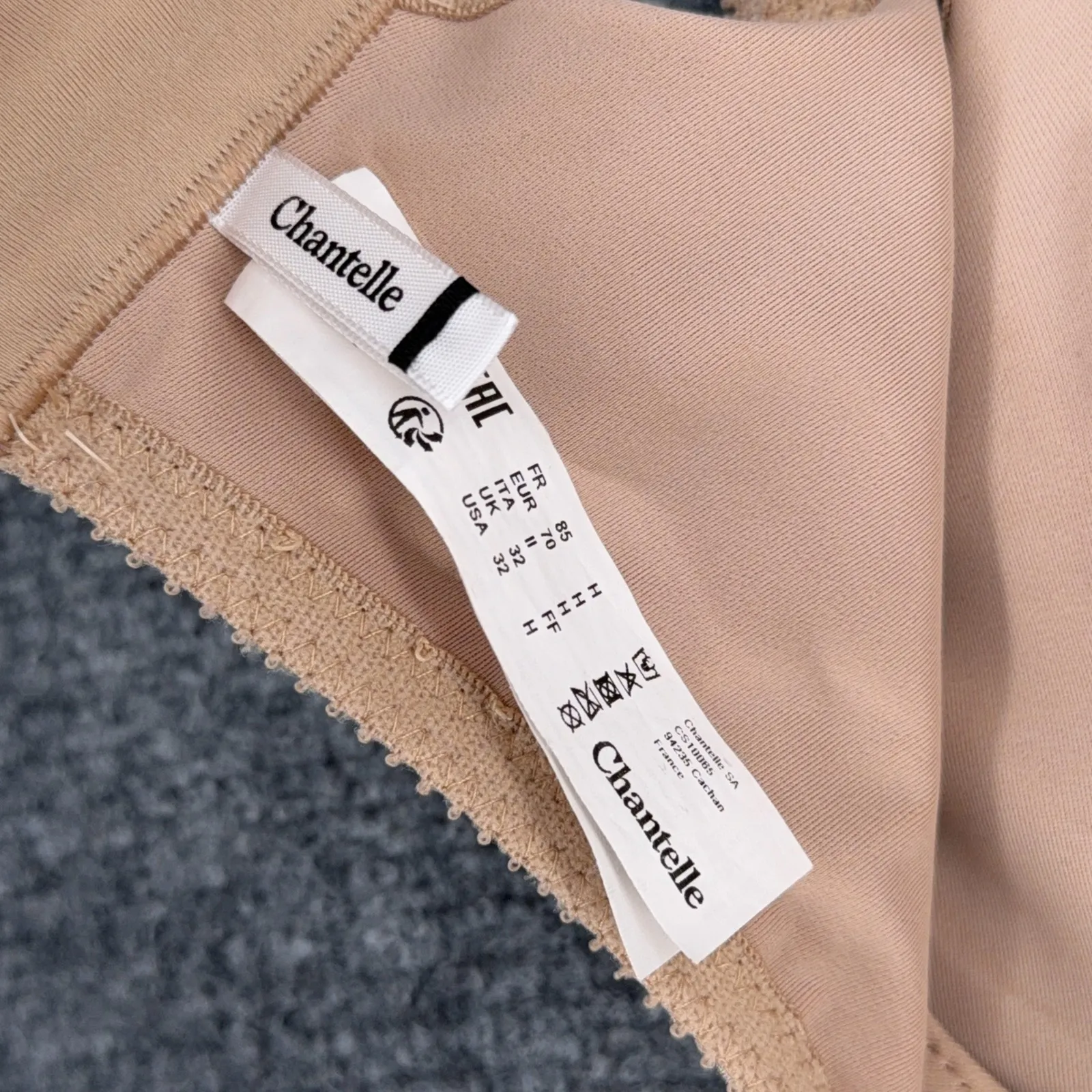 Chantelle 32H Beige Full Coverage Lace Balconette Bra Underwire Adjustable - Image 5