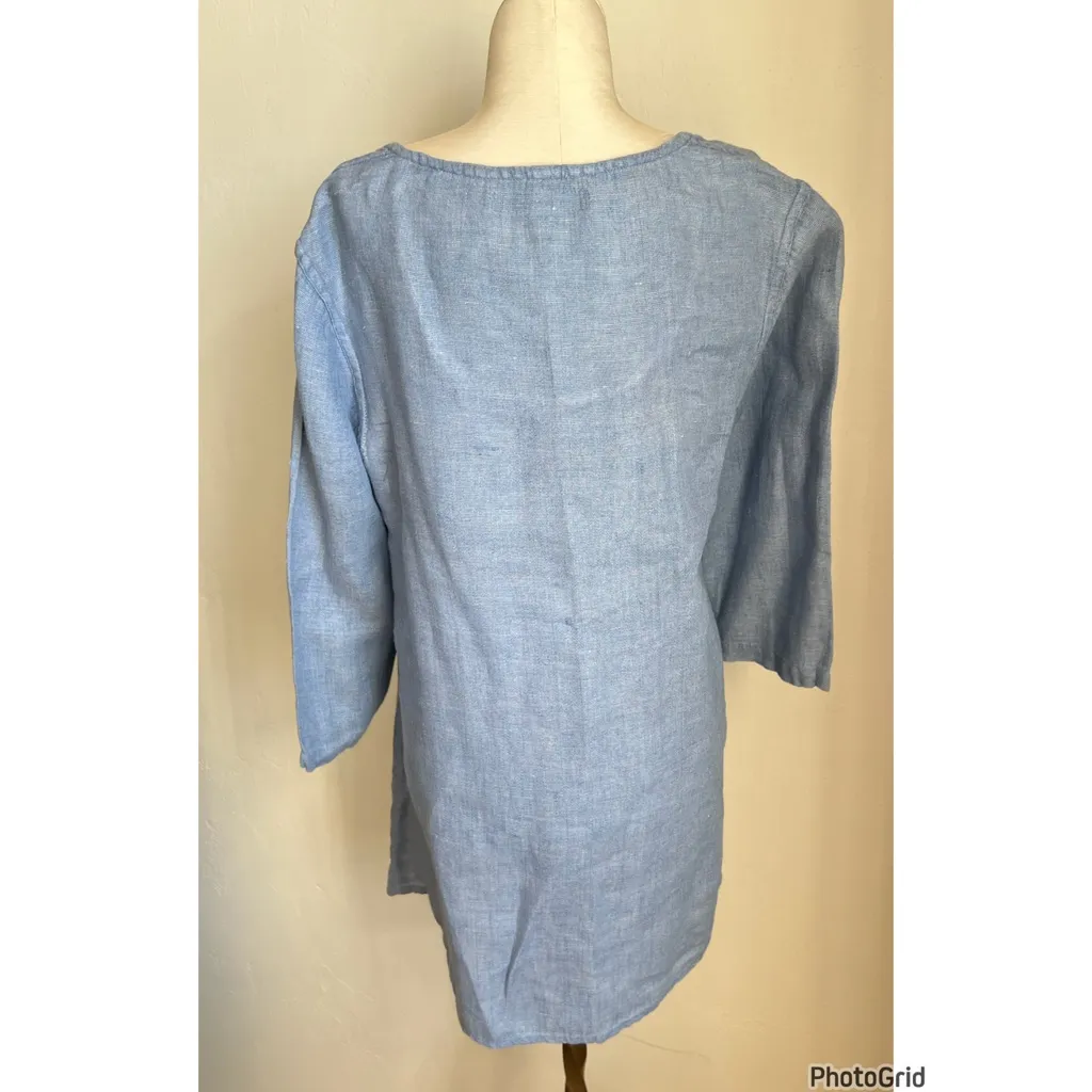 FLAX Blue Linen Tunic Small - Image 2