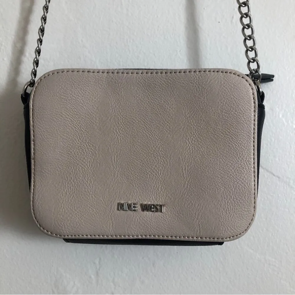 Nine West Crossbody Handbag Vegan Faux Leather Geometric Stitch Small Purse Bag - Image 5