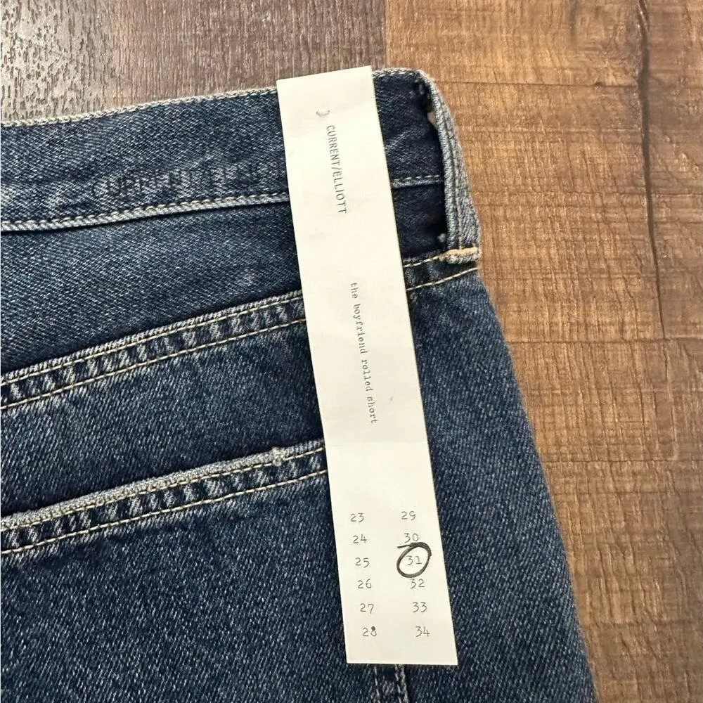 NWT Current Elliott The Boyfriend Rolled Denim Shorts Size 31 - Image 5