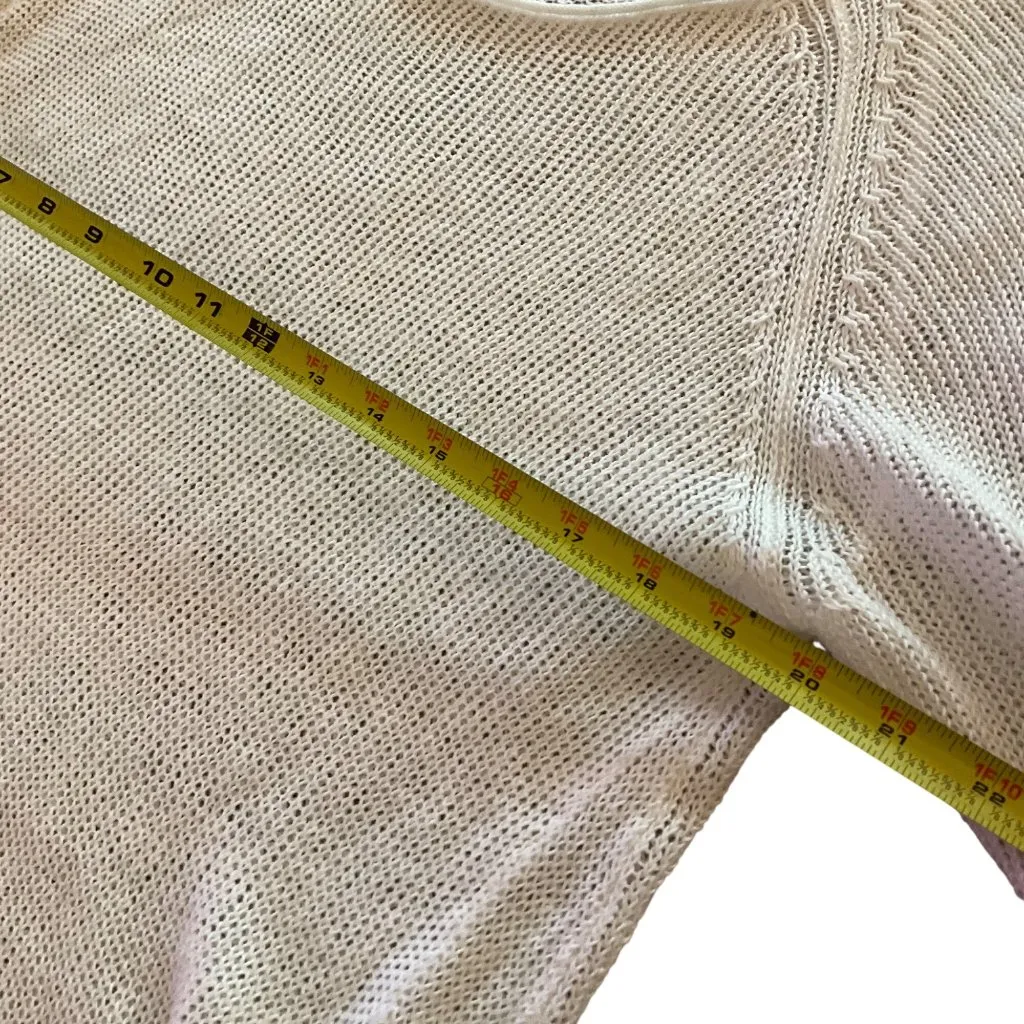 Eileen Fisher White Knit Long Sleeve Sweater 100% Linen Womens size L coastal - Image 6