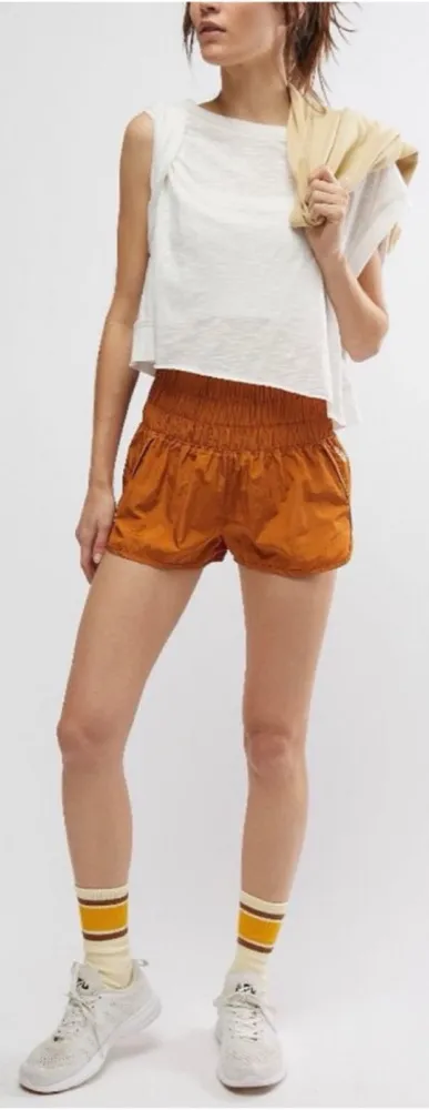 Free People FP Movement The Way Home Athletic Short, Toasted Coconut sz. S Orange Size M - Image 1