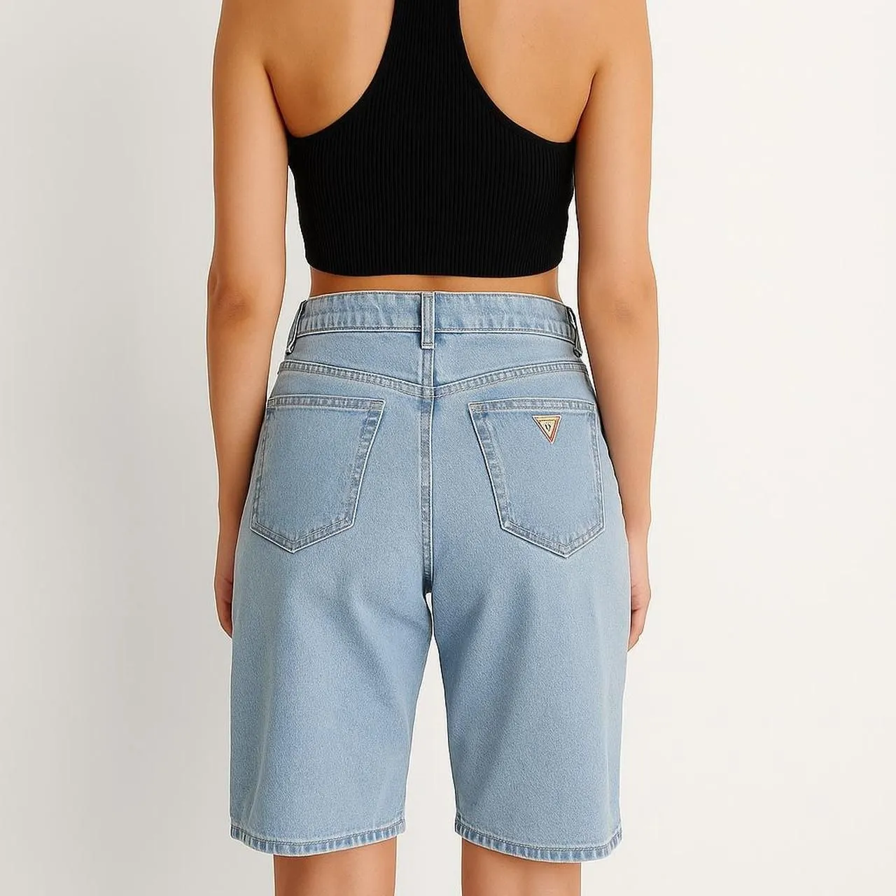 Vintage Guess light wash Blue Jean Shorts 33 100% cotton retro 90s 1990s - Image 2