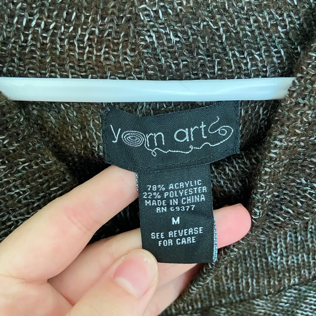 EUC | Yarn Art women’s thin lightweight acrylic‎ knit cowl neck sweater medium Brown - Image 4