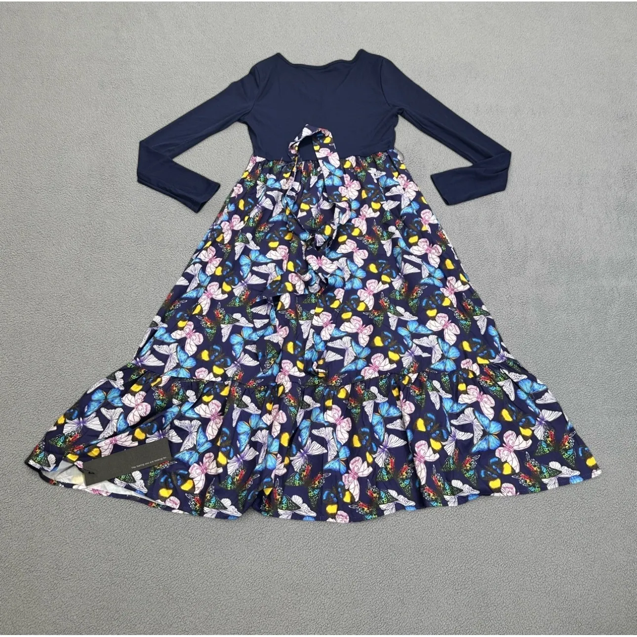 NWT S.DEER Concept Tiered Dress Womens XXL Butterfly Print Long Sleeves Skirt Blue - Image 2