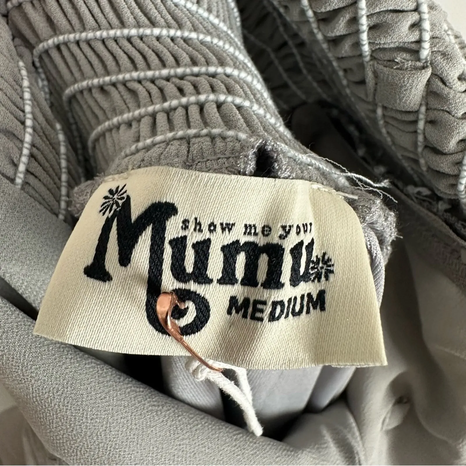 Show Me Your Mumu Emma Ruffle Maxi Dove Gray Chiffon NWT Sz Medium Bridesmaid - Image 9