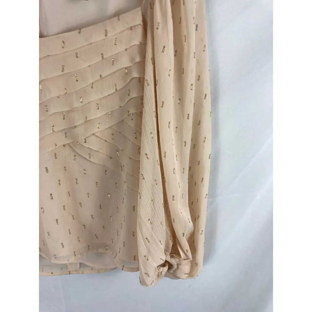 Express Gold Print Flow Blouse Size XS - Image 2