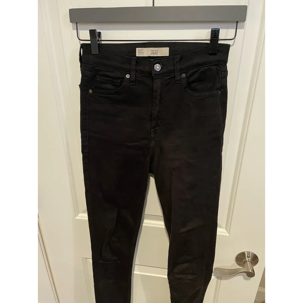 Topshop moto jamie black dark denim jeans size 26 - Image 6