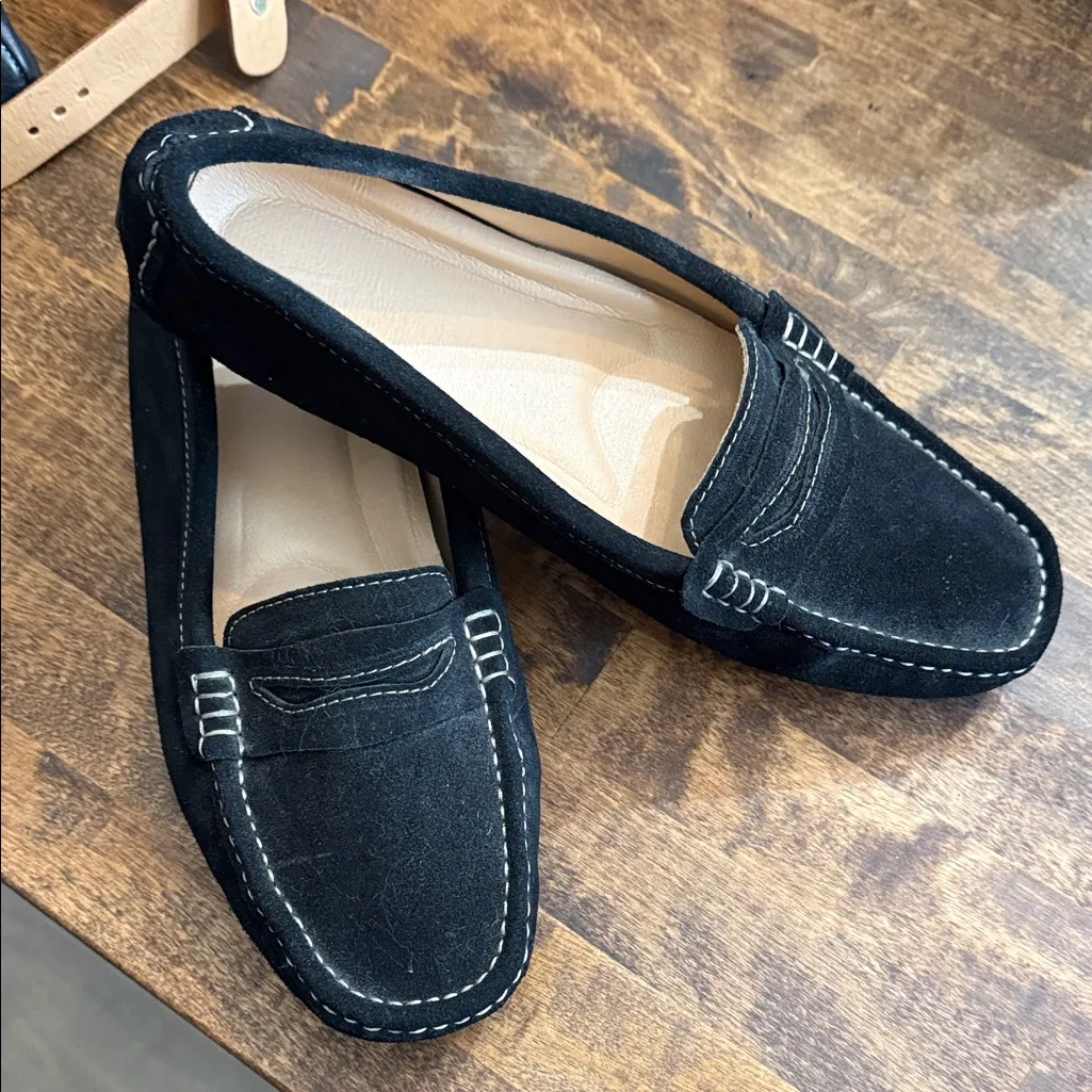 Black Suede Driving Moccasin Loafers Size 11 - Image 2