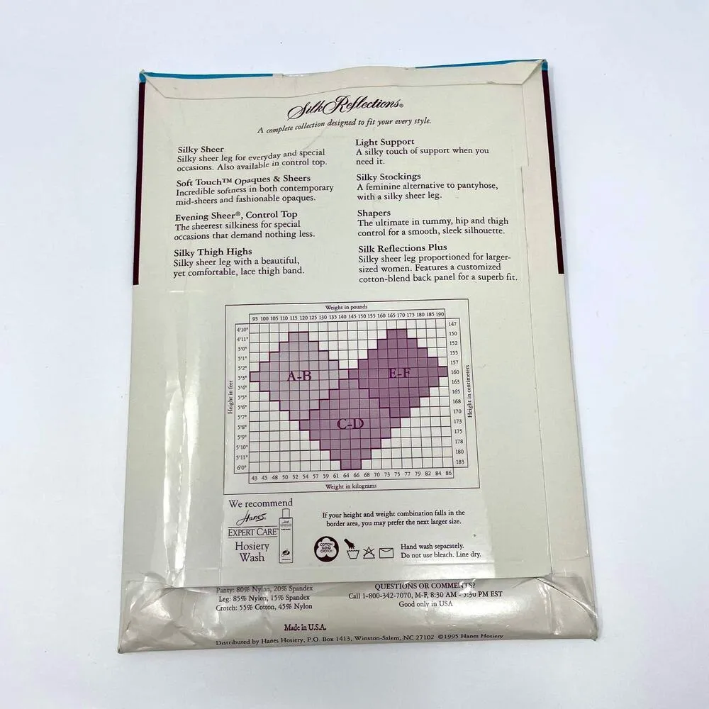 90s HANES Vintage Navy Silky Sheer Control Top Sandalfoot Pantyhose - Image 2
