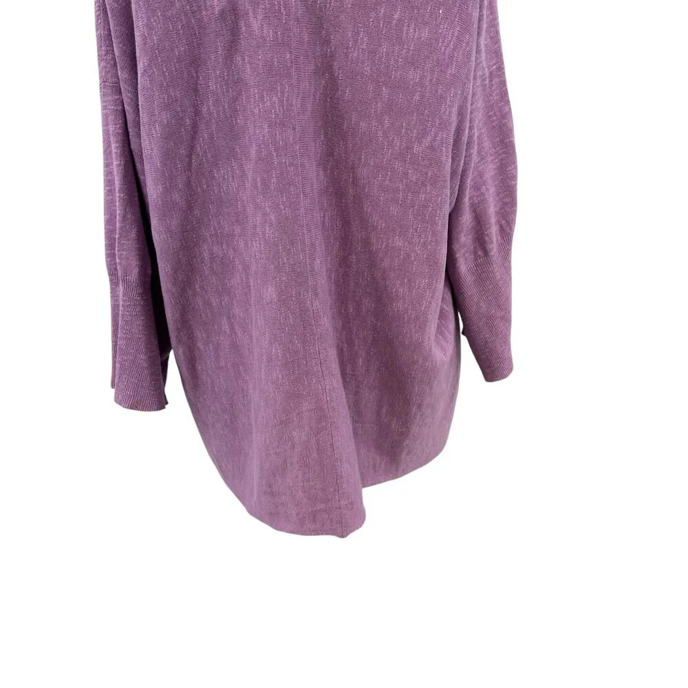 Eileen Fisher Lavender Dusk Purple Linen Cotton Slub Kimono Cardigan Size Medium - Image 9