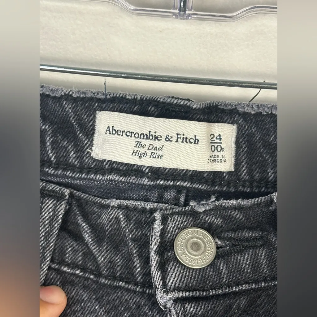 Abercrombie Black High Rise Dad Straight Leg Jeans Sz 24 - Image 5