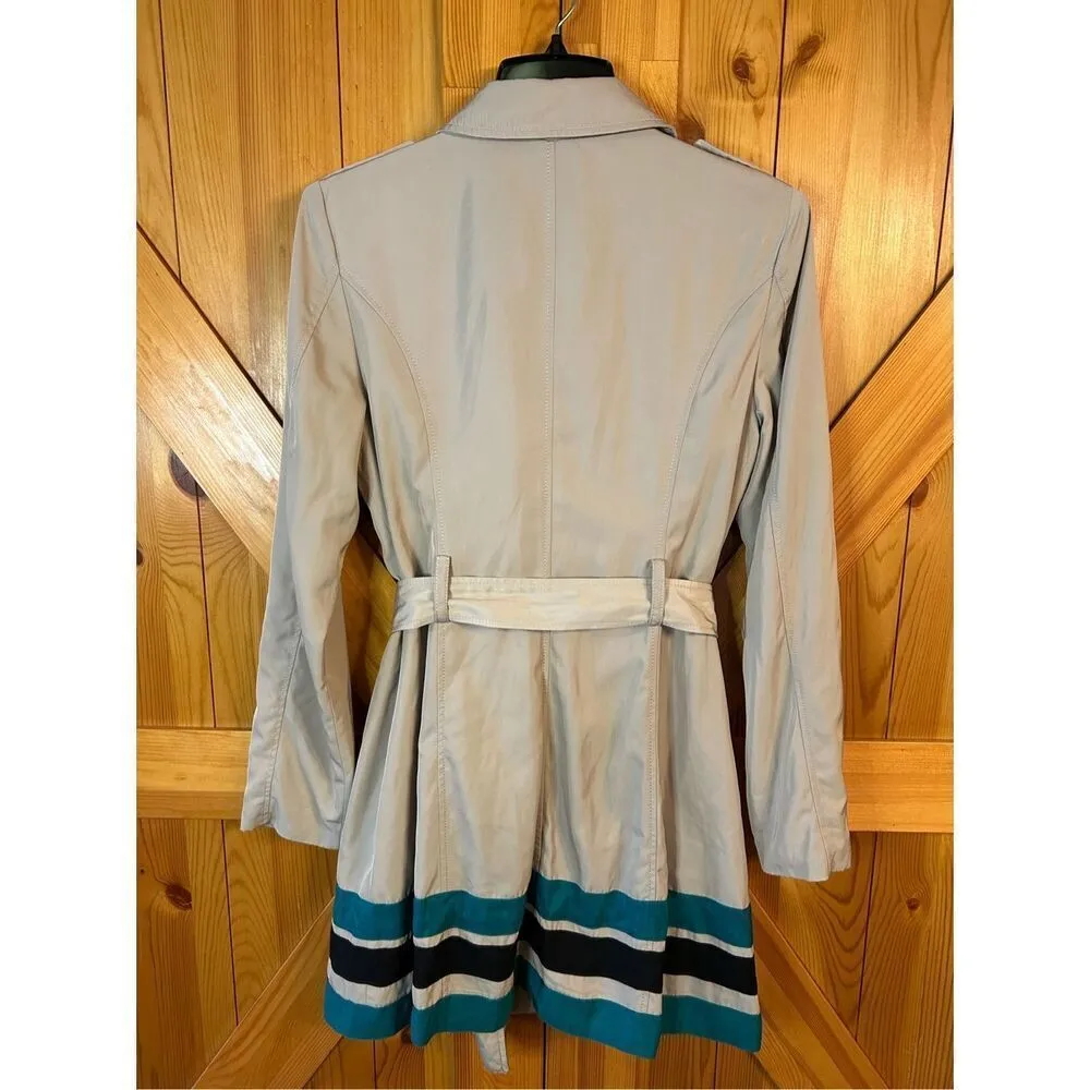 Kensie Khaki Trench Coat Size Medium Pockets Belted Lightweight Dressy (0923) - Image 7