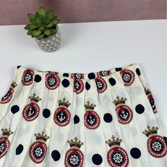 Marisa Christina Vintage Nautical Crown Gold Red White Pleated Skirt Medium - Image 3