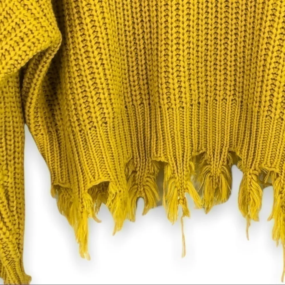 Young Fabulous & Broke - Yellow Thick Knit Fringe Tassel Oversized Sweater - M/L - Image 6