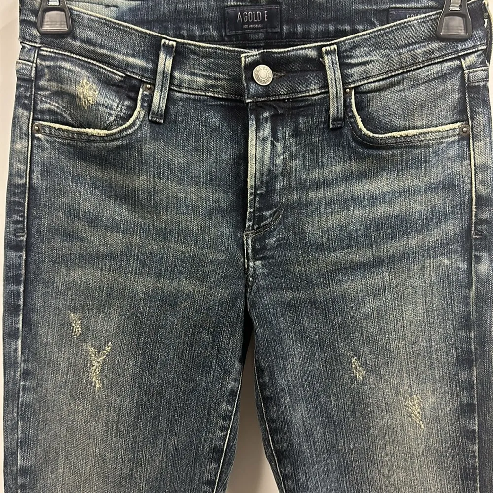 Agolde Colette Stretch Denim Skinny Distressed Bleached Grunge Blue Jeans 28 - Image 2