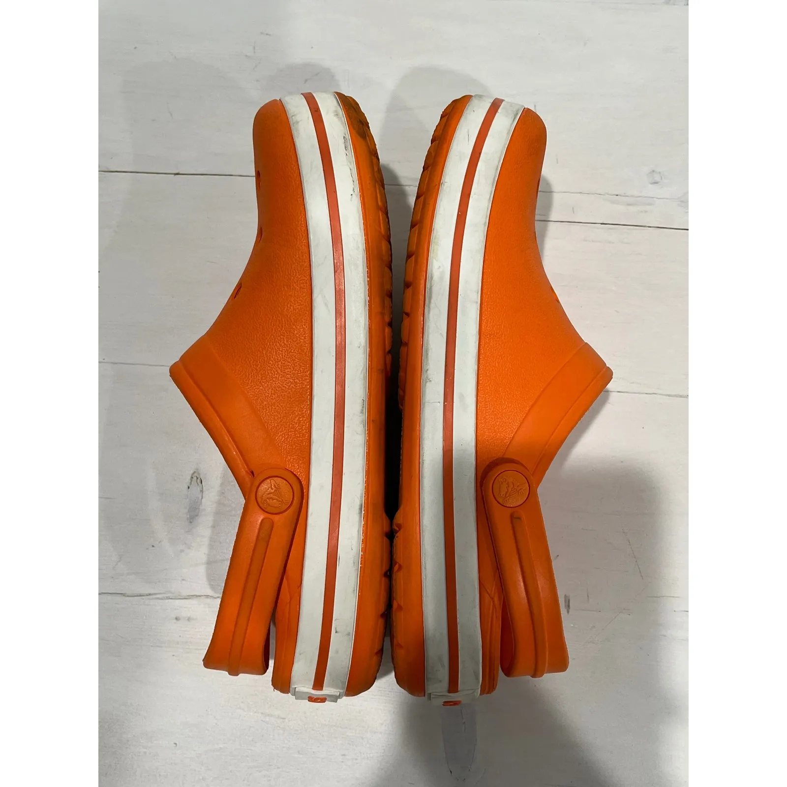 Crocs Classic Clog Bright Orange White Stripe Size 6 M 8 W - Image 5