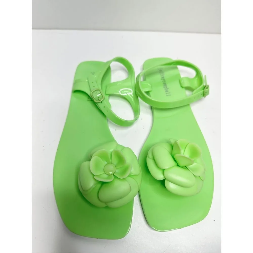 Jeffrey Campbell Jelly Sandals Womens Size 8 FLEURISSE Green Open Toe Floral‎ - Image 8