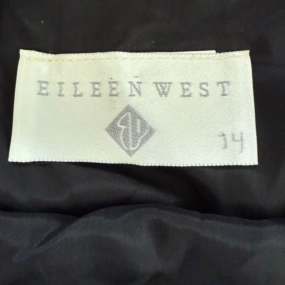 Vintage 80s 90s Eileen West Dark Green Velvet Drop Waist Dress 10 - Image 9